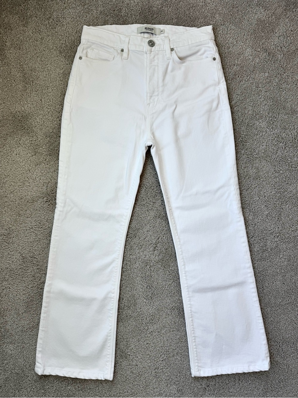 Hudson Barbara High Rise Crop Bootcut Jeans White Size 28